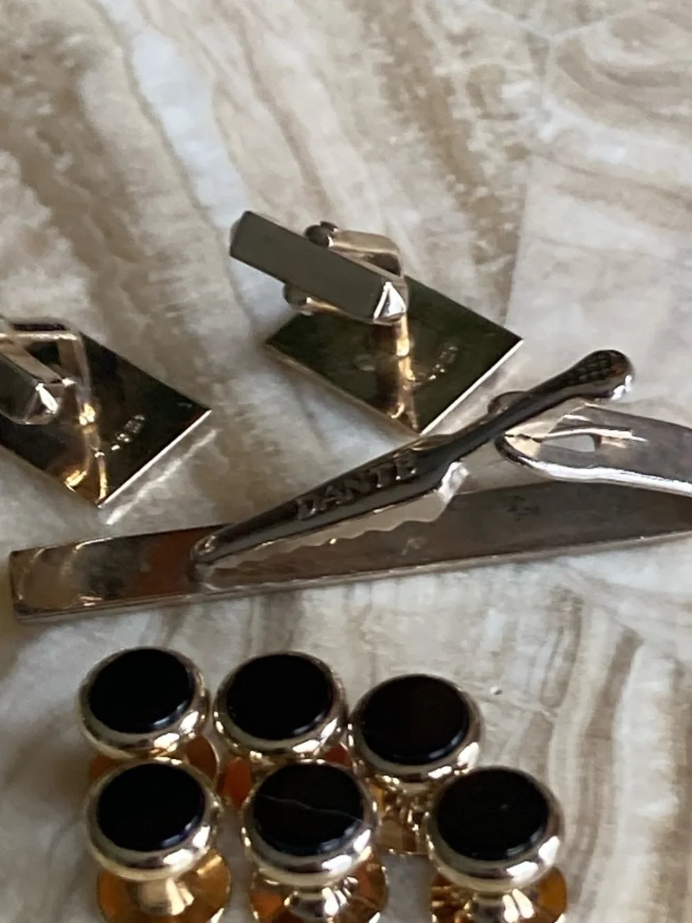 Swank Gold Tone Cufflinks Dante Tie Bar Tuxedo Stud Set Vintage